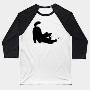 a cat playing with a dragonfly Baseball T-Shirt